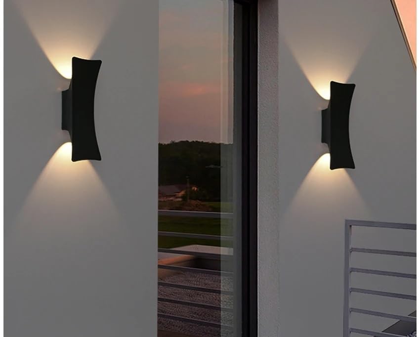 Lampa ścienna LED - wklęsłe aluminiowe oświetlenie zewnętrzne do ogrodu, ganku, przedpokoju, czarno-białe oświetlenie dekoracyjne, nowoczesny styl