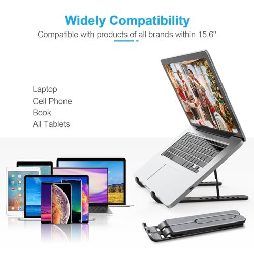 Aovuyck-Store Soporte Portátil, 8 Ángulos Ajustable Ventilado Elevador Portátil, Laptop Stand con Plástico ABS, Silicona Antideslizante, para Portátiles, Tableta, Teléfono, (10-15,6 ")