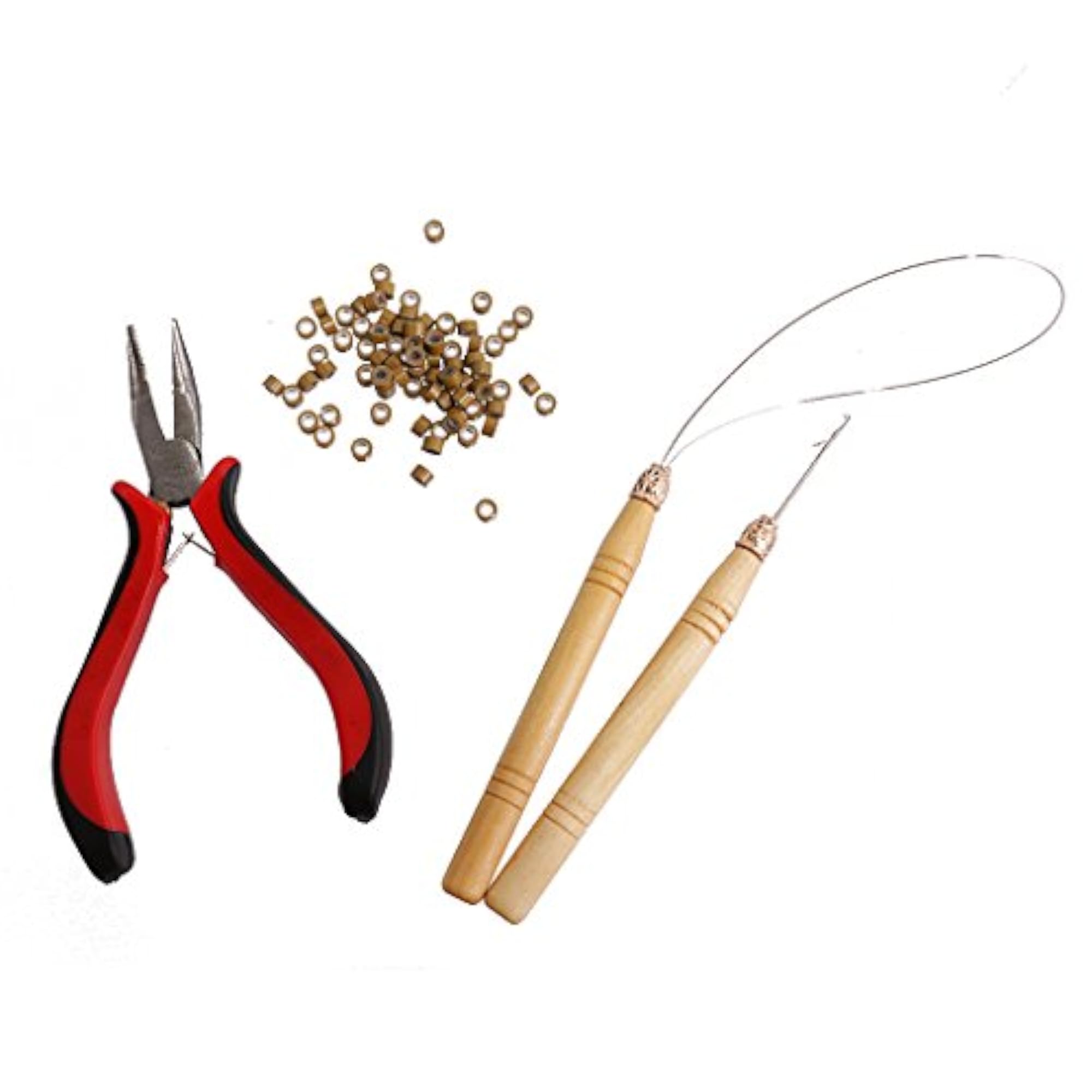 Micro Hair Extension Rings Beads & Metal Pliers Tool Kit