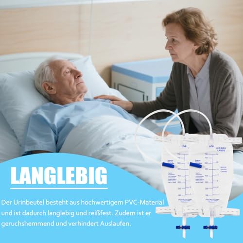 5 Stück 750ml Urinbeutel Beinbeutel mit 45cm Schlauch, Urinbeutel mit Anti Reflux Ventil und Ablass (750, 5)