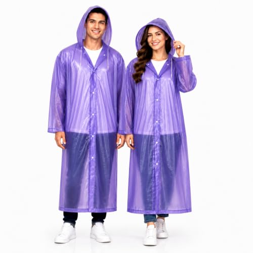 Image of MIKANIX Waterproof Hooded Raincoat for Men & Women | Full Length Reusable PVC Rain Wear | Lightweight Windproof Rain Jacket with Front Button Closure (Pack of 1)