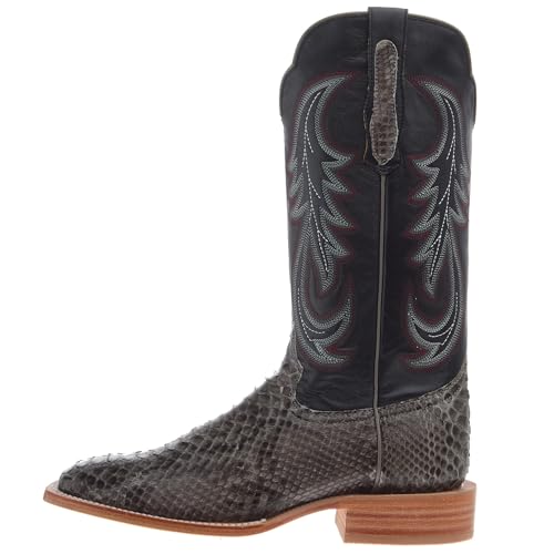 Mens Back Cut Embroidered Square Toe Casual Boots Mid Calf - Grey2