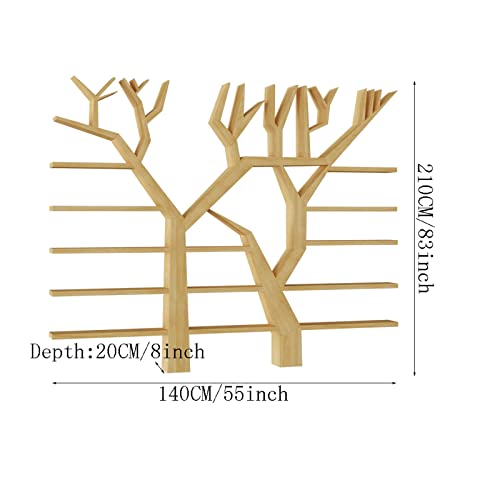 Pttrns Bookshelf Tree-Shaped Bookshelf Wall Display Floor-To-Ceiling Creative Multi-Layer Shelf Assembly Bookcase Book Rack (Color : Brown, Size : 160Cm) #TOP5