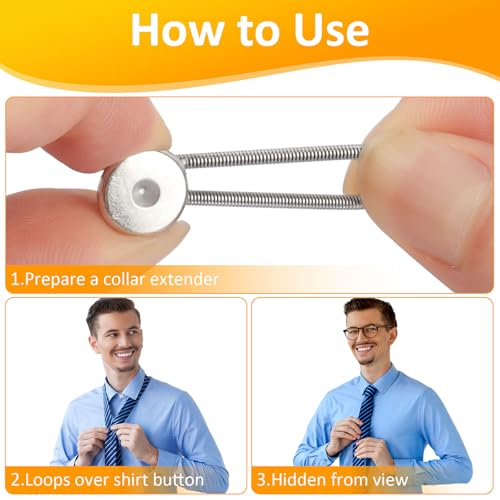 Image of 20 Pcs 5 Styles Collar Extenders for Mens Shirts, Elastic Neck Extenders /Button Extender for Dress Shirts, Tie, Suit Accessories Men for 1 /2 Size Expansion of Men Dress Shirts