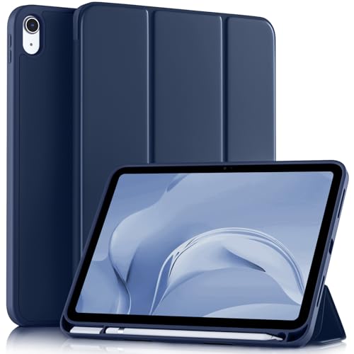 Image of Akkerds Compatible with iPad (A16) 11th Generation Case 11 Inch 2025, for iPad 10th Generation Case 10.9 Inch 2022 with Pencil Holder, Slim Trifold Stand Protective Cover with Soft TPU Back, Navy Blue