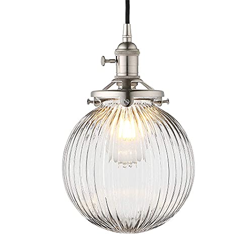 Lumière suspendue vintage cuisine luminaire suspendu verre globe côtelé
