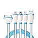 iPowertech 4-in-1 Multiple USB Charging Cable Adapter Connector with 8 Pin Lightning, 30 Pin, Micro USB 2.0 and Mini USB Ports