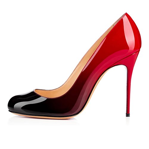 EDEFS Damen Runde Zehen Pumps Round Toe Stiletto Rot to Schwarz Gradient Schuhe Größe EU41 Cover