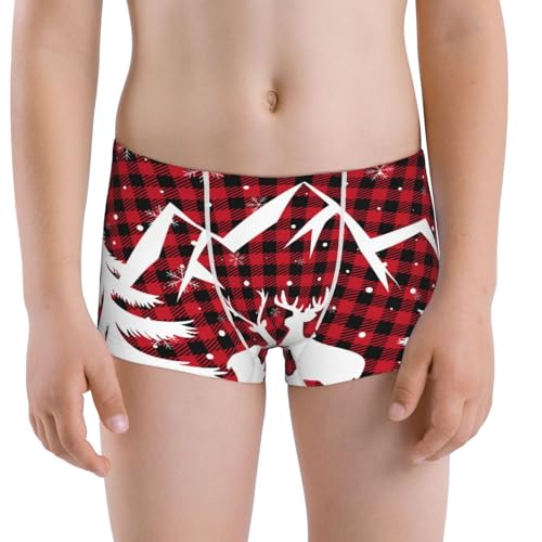 Boys' Cotton Boxer Brief Soft Underwear-Christmas Buffalo Plaid
