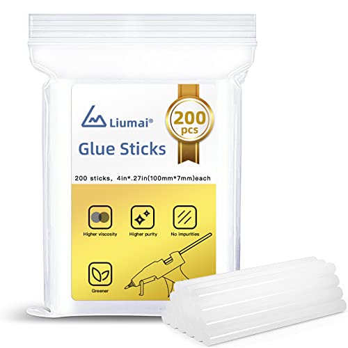 Liumai 200Pcs Mini Hot Glue Sticks For Mini Glue Gun, 4" Long X 0.27" Diameter, Mini Glue Sticks Compatible With All Mini Glue Guns, Clear #TOP7