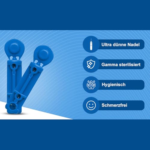 100 x Universal - Lanzetten für alle gängigen Stechhilfen I Sterile Einweglanzetten I Blutlanzetten I Sicherheitslanzetten für Blutentnahme I Blutzuckermessung I Diabetes