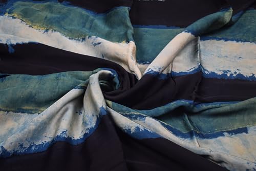 Image of Ethnics of Kutch Women's Ajrakh Modal Silk Natural Dye Hand Block Print Unstitched Kurta Fabric (For Lenght - Refer Bullet Point Below)