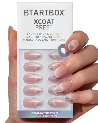 BTArtbox Press On Nails Almond - Diamond Dust, Lamp-Curable Cat