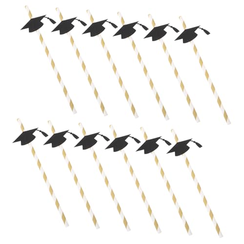 Alipis 12 pcs Pitillos de papel negros flexibles para fiesta miniatura 1