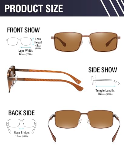 Image of DUCO Retro Rectangular Polarized Sunglasses for Men Trendy Carbon Fiber Shades
