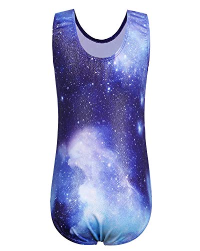 BAOHULU Girls Gymnastics Leotards Sparkle Print Athletic Clothes One Piece Dance Outfit B229_NavyCat_10A