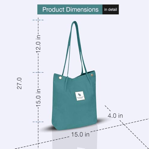 Image of Lyrovo Women Corduroy Shoulder Tote Bag for Work Beach Travel and Shopping Grocery