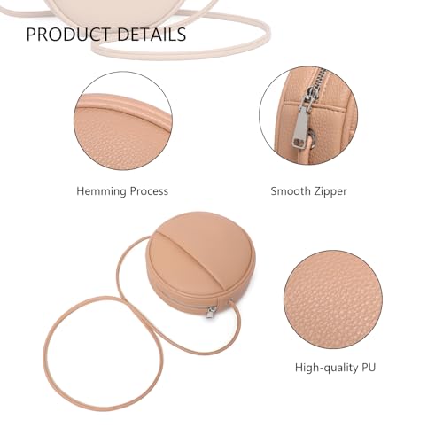 Image of Circle Crossbody Bag for Women NYLON Circle Purse with Zipper Adjustable Knot Shoulder Straps