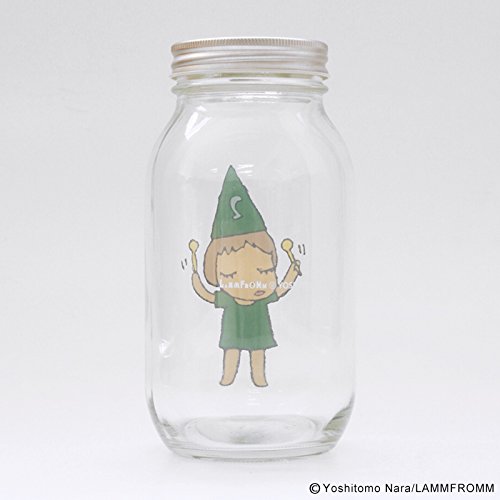 奈良美智ストレージジャー 中キャニスター ガラス オンナノコ 奈良美智 ストレージジャー 450ml [オンナノコ 1]｜ラムフロム