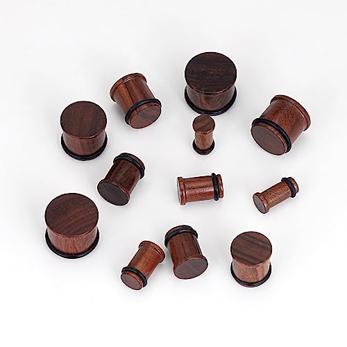 Qmcandy 3 Pairs Natural Wood Ear Tunnels Single Flared Saddle Plugs Piercing Gauge 0g