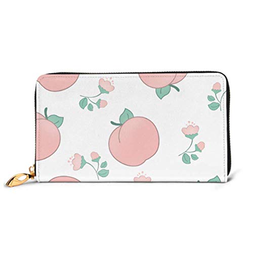 Preisvergleich Produktbild JHGFG Mode Handtasche Reißverschluss Brieftasche Pfirsiche Muster Telefon Kupplung Geldbörse Abendkupplung Blockieren Leder Brieftasche Multi Card Organizer
