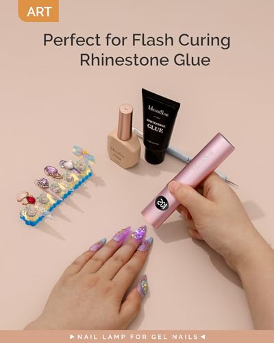 Image of MelodySusie Handheld Flash Cure Nail Lamp P-ART01G Cordless Mini Nail Light | Optical Lens Spot Cure Rhinestone Glue, Liner Gel & Gel-X Tips, 20s /60s