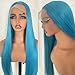 JHXAYW Light Blue Synthetic Lace Front Wig for Women Colored Wigs Straight Glueless Free Part Wigs Pre Plucked With Natural Hairline For White Women Heat Resistant Hair