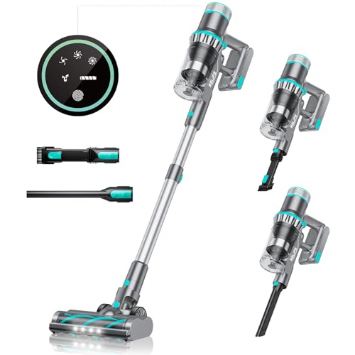 41XGjgsmnAL Belife BVC11 Aspirateur Balai sans Fil, 45Kpa/550W/45Mins Aspirateur sans Fil Puissant avec Écran Tactile LED, Aspirateur balais pour Voiture, Tapis, Sols Durs et Poils d'animaux (Bleu)