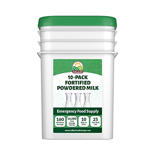 Image of Nonfat Milk Powder 10-Bag Bucket, 158 Oz | Fortified with Vitamin A & Vitamin D | Powdered Milk Long Term Storage, Lasts 25 Years | Non-GMO Prepper Food, Off Grid Living Supplies | Valley Food Storage