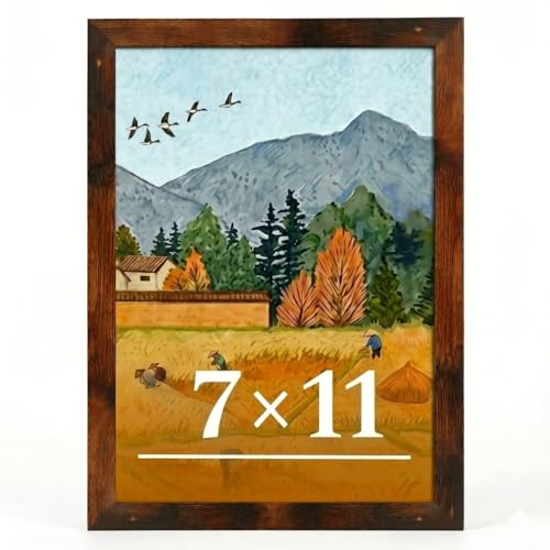 Veleclo 7x11 Picture Frame for Wall Display 7x11 Brown Picture Frame with Shatter Resistant Plexiglass Stable and Sturdy 7 x 11 Poster Frame for Wall Display Handpicked Gift Collection 1 Pack
