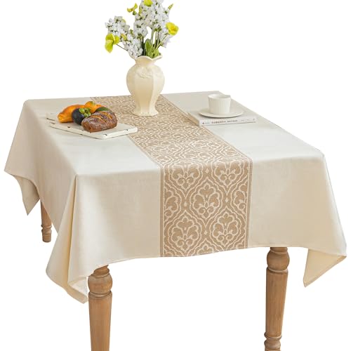Linen Tablecloths for Square Tablecloth,Beige Tablecloth Advanced Waterproofing Technology for Dinningroom,Farmhouse