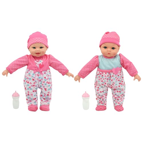 Muñecas gemelas parlantes 12" con sonidos y accesorios miniatura 1
