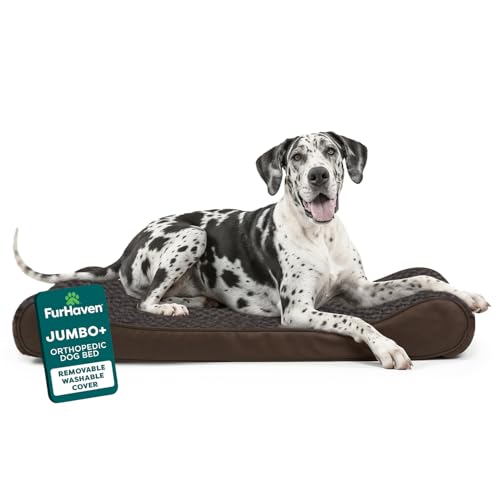 Image of FurHaven Ultra Plush & Suede Luxe Lounger Orthopedic Pet Bed, Chocolate, JumboPlus