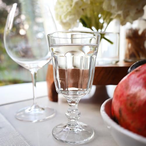 Beille Set of 6 Clear Classic Goblet Water Glasses Home Decor Glassware, 7.43oz - Thumbnail 2