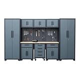 HPDMC Garage Storage Cabinet System 9-Pcs Workshop Set Garage Cabinets and Storage System with Steel Drawers...