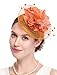 Fascinators Hats for Womens 50s Headwear with Veil Flower Cocktail Wedding Tea Party Church Derby Hat (1-4-orange)