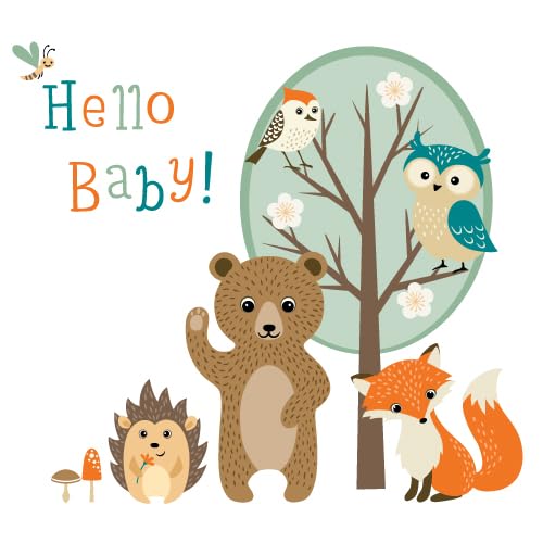 Image of Woodland Animal Wall Stickers for Kids Room | Cute Forest Bear, Fox, Owl & Hedgehog Decals | Peel & Stick Nursery Wall Decor | Tree Stickers for Playroom Bedroom Classroom | Sheet (40x60 cm)