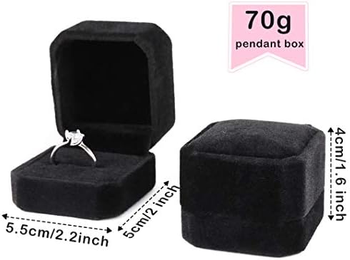 Rolin Roly 2Pcs Velvet Jewelry Boxes Small Jewelry Box Bracelet Gift Box Jewelry Organizer Case Black Necklace Storage Box for Wedding Anniversary