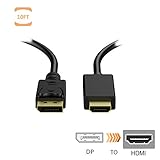 Eriotpy Gold Plated DP DisplayPort to HDMI HDTV Cable 10 Feet (Black)