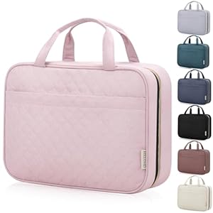 Travel Toiletry Bag for Women, Portable Makeup Cosmetic Bag with Hanging Hook, Travel Essentials 3 in 1 Packing Organizer Travel Bag for Accessories, Shampoo, Full-size Container, Toiletries