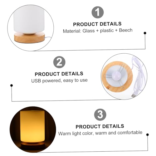 Lámpara de mesa Gatuida ajustable LED cilindro madera USB miniatura 3