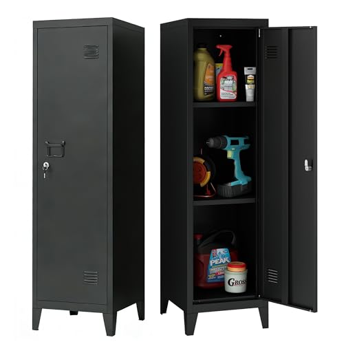 MIOCASA Metal Locker Storage Cabinet with 3 Shelves Industrial Lockable 1 Door File Cabinet for School, Home, Office, Garages