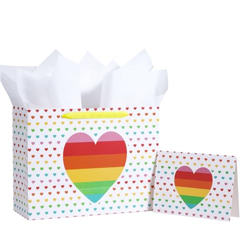 Colorful Hearts Gift Bag with Tissue