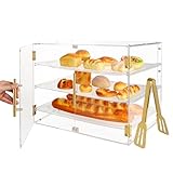 Cutora Pastry Display Case for Commercial Countertop, Acrylic 3-Tier Large Bakery Storage Box with Front Door and Removable Tray for Dessert Donut Bread Cake Cupcake Bagels Cookie 21' x 16.2' x 14.2'