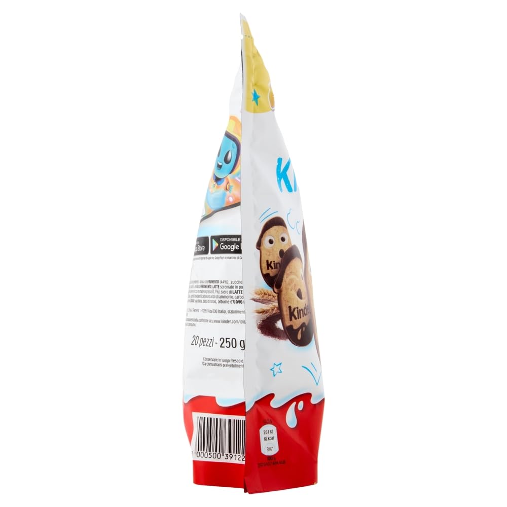 20x Kinder Kinderini Kekse cookies, Shortbread in Milch und Kakao 250g + Beni Culinari Kostenloser Schlüsselanhänger