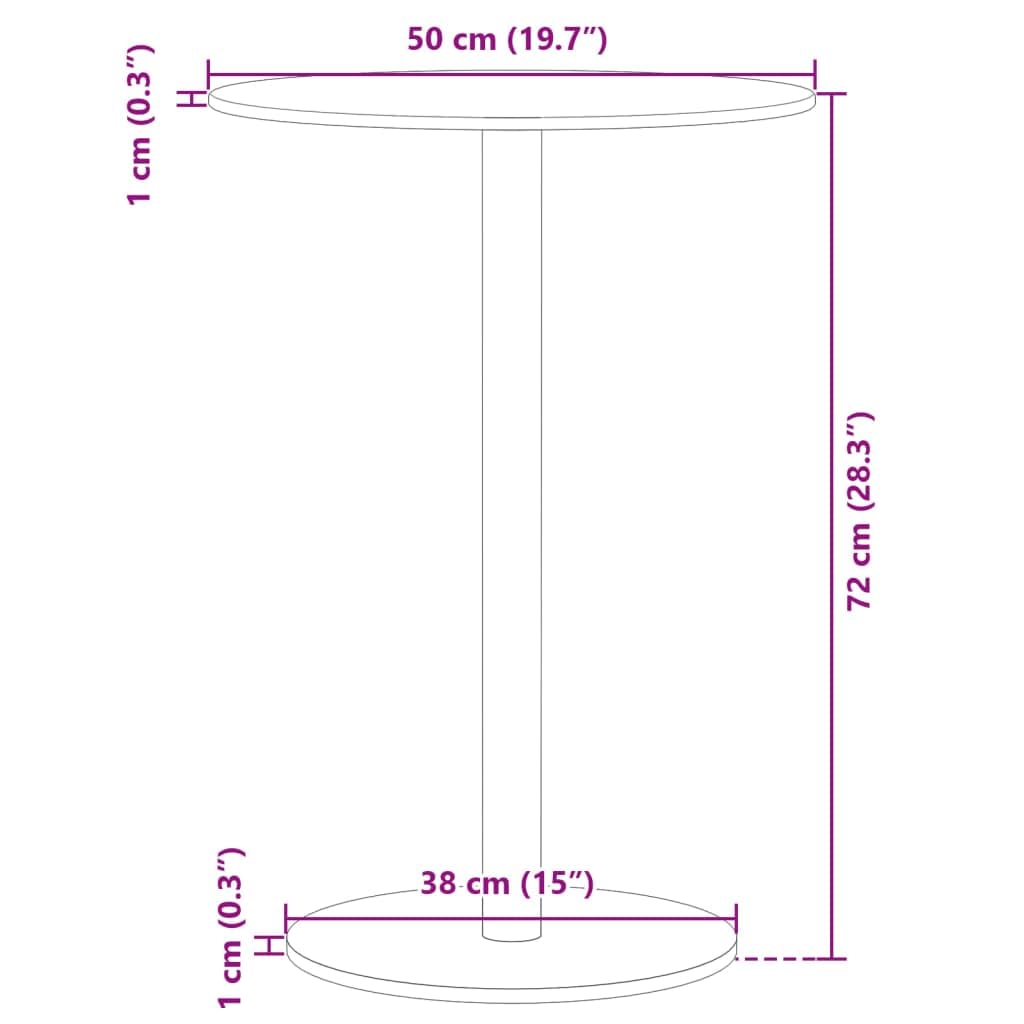 Tavolo da giardino rotondo nero, 50 x 72 cm, in acciaio resistente alle intemperie, per giardino, terrazza, balcone, esterno, salvaspazio, stabile, facile da pulire, ideale per picnic, lounge
