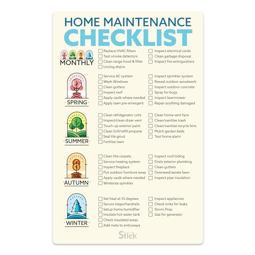 Magnetic Home Maintenance Checklist – Monthly & Seasonal Home Care Planner – Household Upkeep Schedule – Made in USA