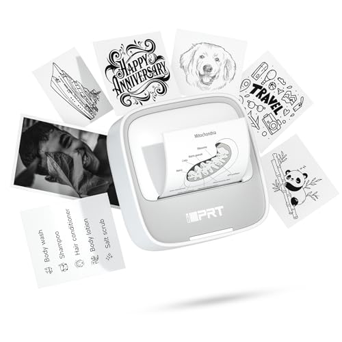 iDPRT Mini Printer with 1 Roll Sticker Paper, Portable Sticker Maker Machine Efficiently and Quickly, Thermal Printer for Study Notes, Pictures, DIY, Label, Free App with Multiple Templates,