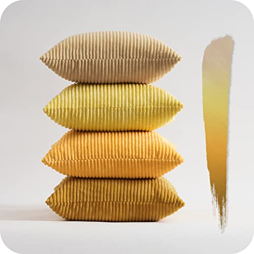 Topfinel Autumn Cushion Covers 45cm x 45cm for Garden Chair, Yellow Cushion Covers Modern Decoration for Sofa Livingroom Home Accessories Scatter Fluffy Cushions 18x18 inches Set of 4