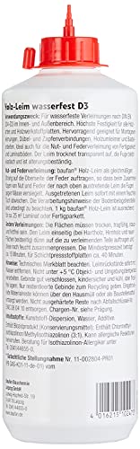 Baufan Holzleim D3, wasserfest & für alle handelsüblichen Holzarten, 1 kg, transparent